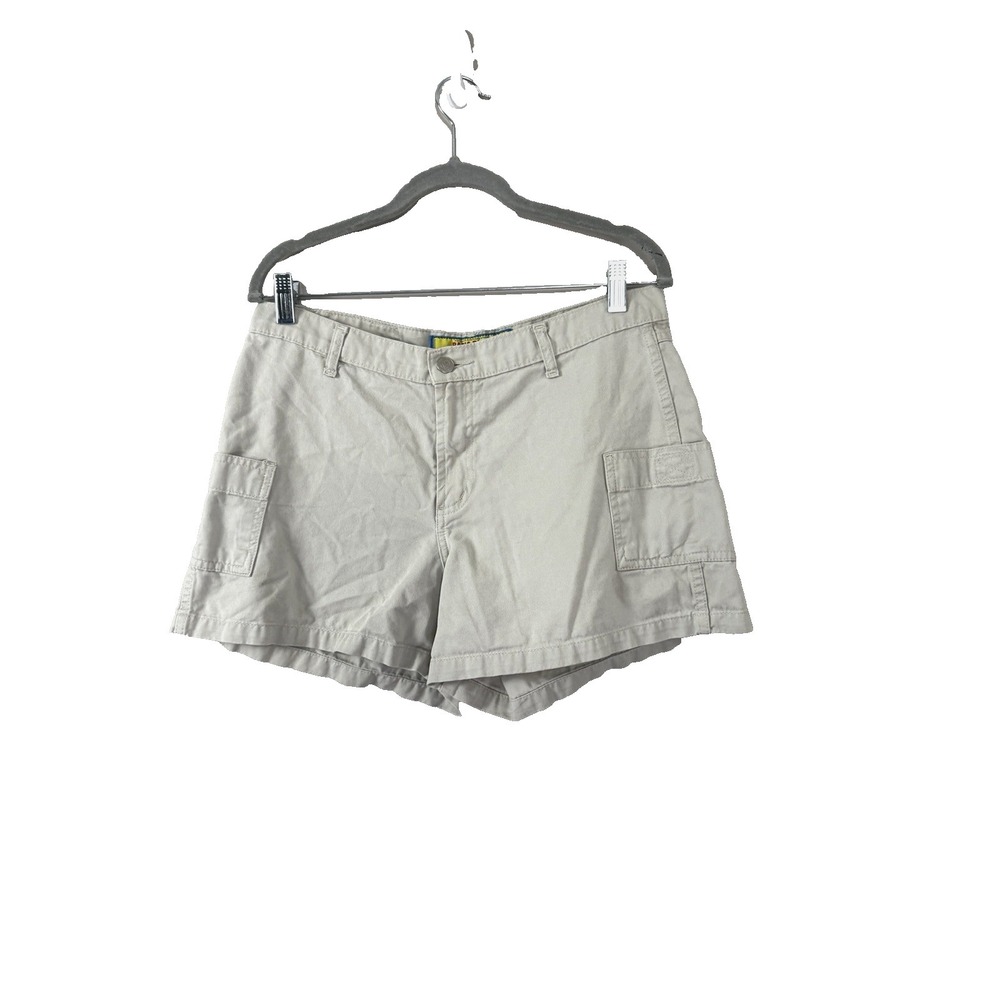 VTG 90s Y2K Womens Khaki Shorts 11 Mid-Rise Cargo Utility Pockets Preppy Summer